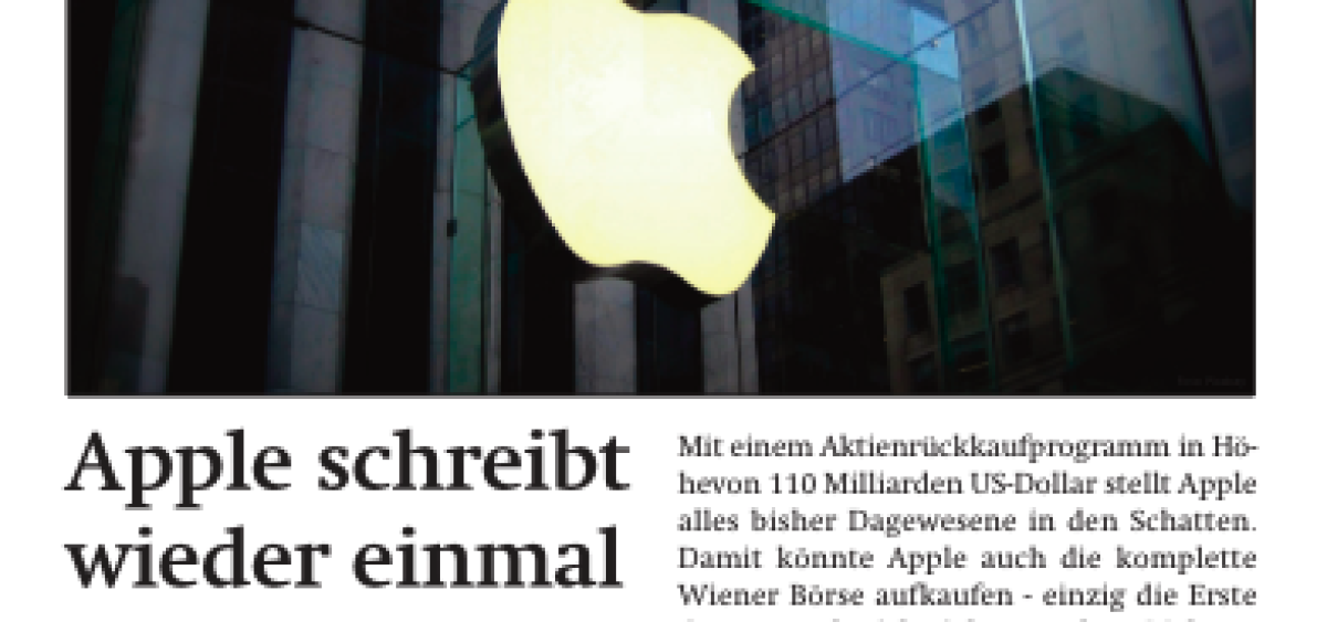 Beitragsbild zu News aus dem Börse Express PDF vom 03.05.2024: Apple schreibt Geschichte und Kontron im Soll und Ist